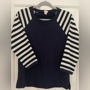 J.Crew Factory Crewneck Sweatshirt with Stripe Contrast Sleeves